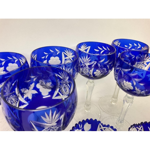 908 - A collection of blue flash glass