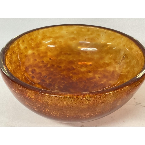 951 - German hand-cut red lead crystal bowl & a orange glass bowl