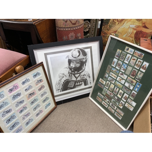 1716 - 2 framed cigarette card sets together with a print of Barry Sheena MBE and Mike Halwood