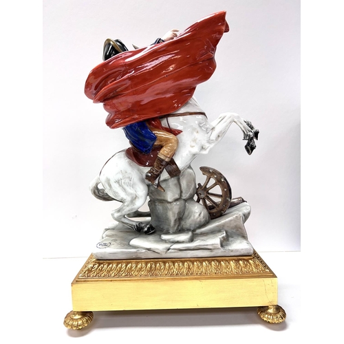 1101 - A modern porcelain figure of Napoleon on horseback, the original model sculpted by Galletti for Brun... 