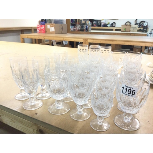 1196 - A collection of Watford cut crystal glasses in a variation of sizes and styles