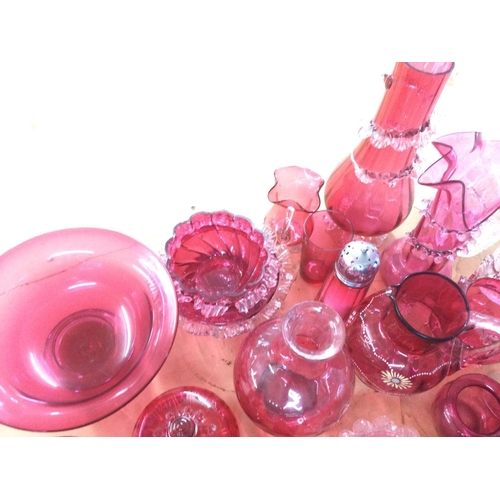 1198 - A collection of Victorian cranberry glass consisting of variating cups, bowls, jugs etc