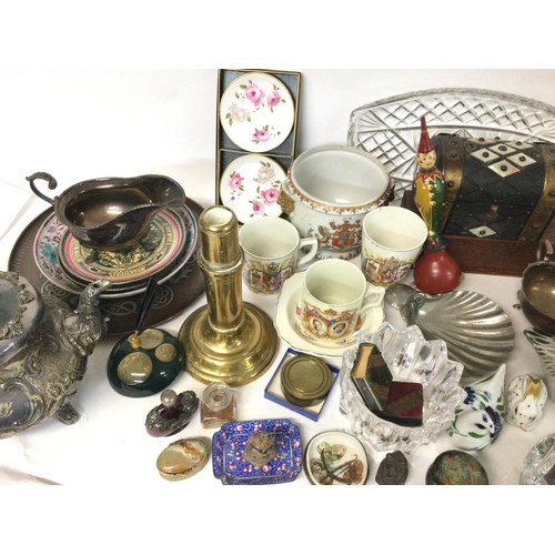 1202 - A collection of various odds including cut glass, silver plate, ceramic