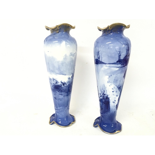 1208 - Pair of Royal Doulton Blue Children vases