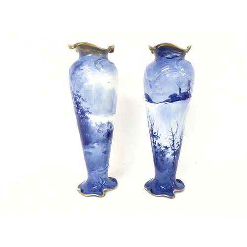 1208 - Pair of Royal Doulton Blue Children vases