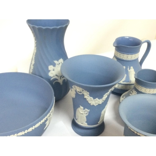 1250 - Wedgewood Jasperware consisting of dishes, vases a bowl etc