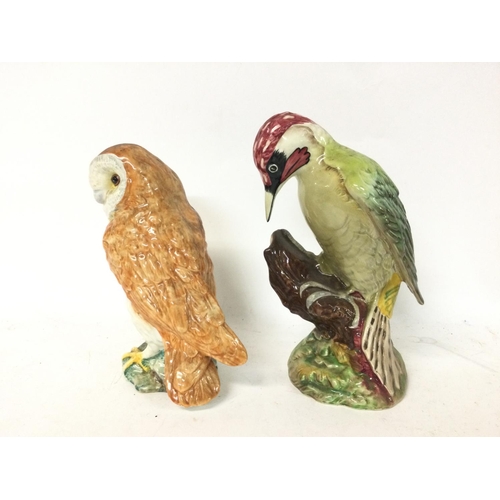 1275 - Berwick bird figures, woodpecker and barn owl 20cm tall approximately.