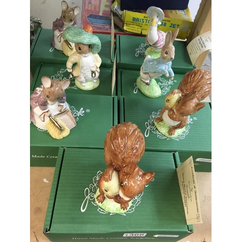 1306 - Seven boxed Gold Stamp, limited edition Beswick Beatrix Potter figures including certificates. Inclu... 