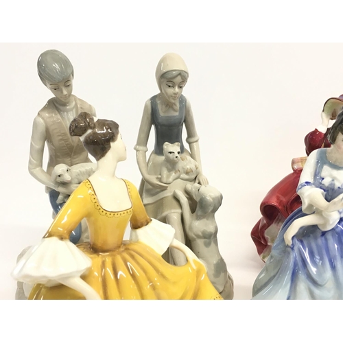 1307 - Royal Doulton and other unmarked ceramic figures