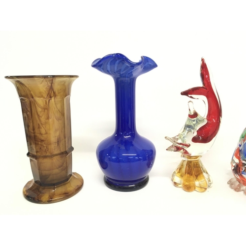 1308 - Vintage glassware vases including animal figures