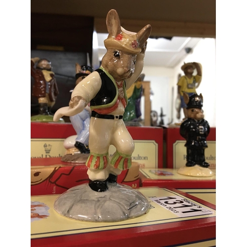 1311 - Six boxed Royal Doulton Bunnykins figures including Morris Dancer and Hornpiper- signed by Michael D... 