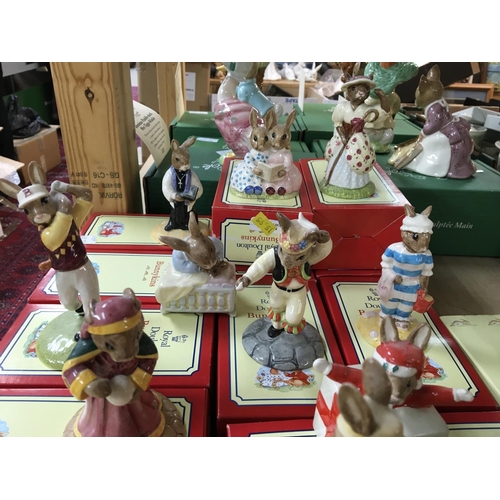 1327 - A collection of Royal Doulton Bunnykins, all boxed- including Morris Dancer signed by Michael Doulto... 