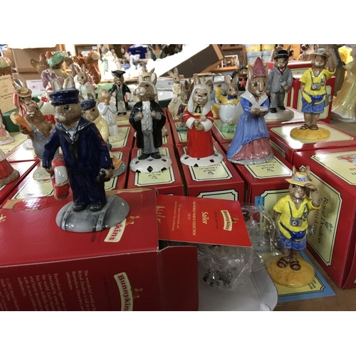 1328 - A large collection of boxed Royal Doulton Bunnykins figures including Sailor with certificate, Shopp... 