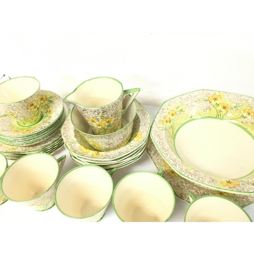 1346 - Art Deco Golden Primrose tea & desert set (postage category D)