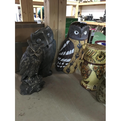 1347 - A Collection of owls including pottery, stone and spelter.