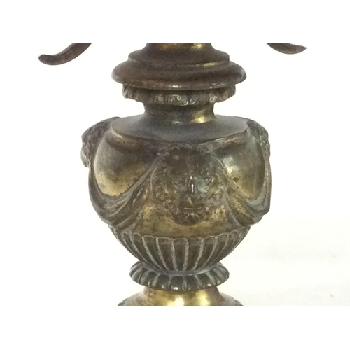 1404 - An electric brass lion claw feet table lamp, approximately 30cm tall