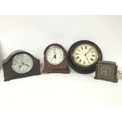 1408 - A Smiths Chrome case clock in a later case, key wind & other clocks. NO RESERVE