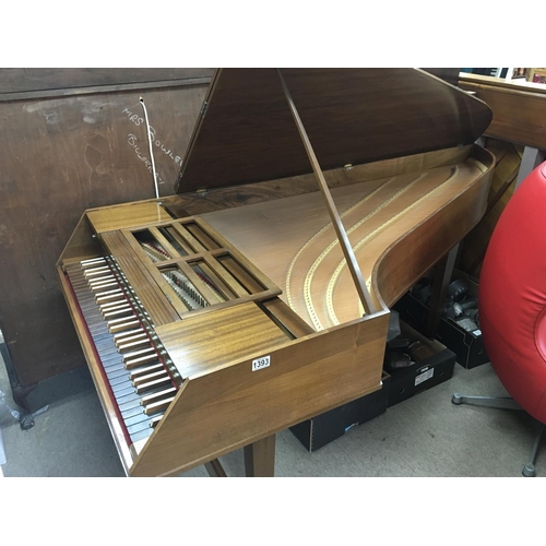 1431 - A walnut baby grand cased Harpsichord maker John Morley of London with rosewood keys serial number 2... 