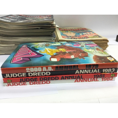 1478 - A box of 2000AD comics and 1979 annual together with three Judge Dredd annuals and 25 issues of The ... 