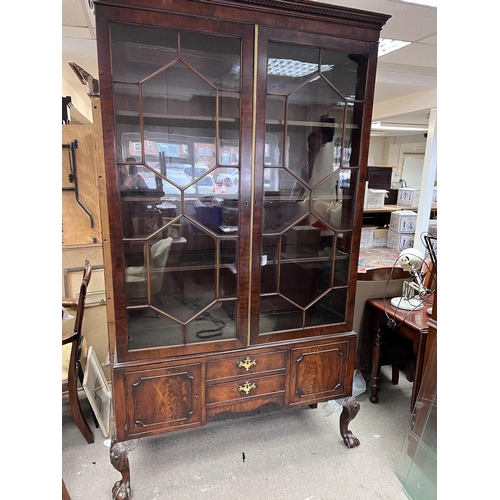 1480 - A large Victorian mahogany display cabinet, Width 123cm x Height 220cm