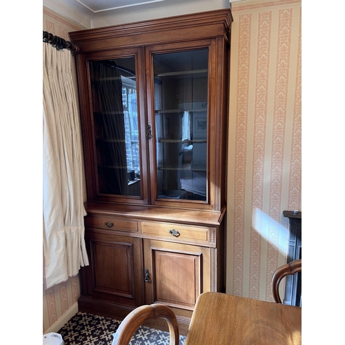 1485 - A Victorian mahogany glazed bookcase, 124cm x 232cm