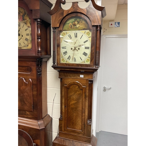 1512 - A 19th century long case clock maker James Dumville st Ives, painted dial with an eight day movement... 