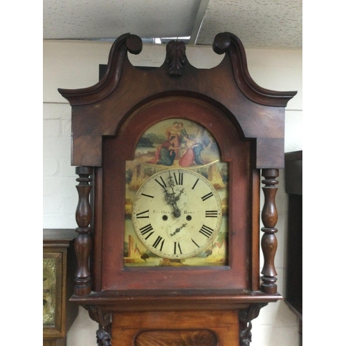 1515 - A large mahogany eight day longcase clock with a painted dial by Feather & Haworth, approx 245cm. Sh... 