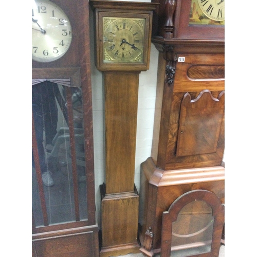 1516 - A walnut longcase clock with a brass dial, approx height 178cm. Shipping category D.