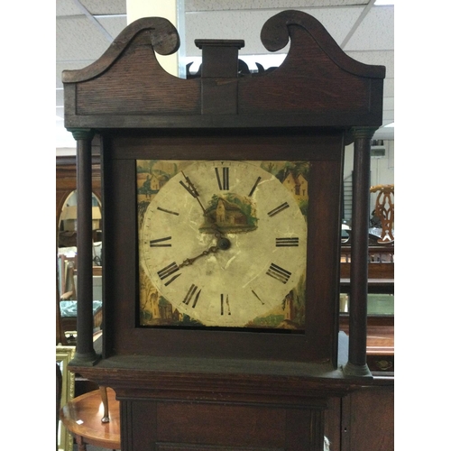 1523 - A mahogany case 30 hour longcase clock with painted dial, approx 196cm. Shipping category D.