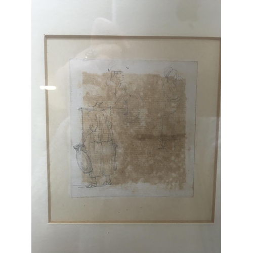 1547 - A framed pencil Study of figures by Thomas Hearne. Measuring 8cm x 8cm