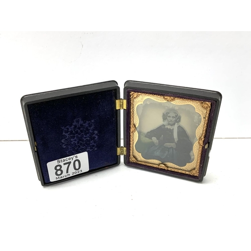 870 - 2 Victorian cased daguerreotype photographs, the cases with ornate pressed decorations. Both 8.4 x 9... 