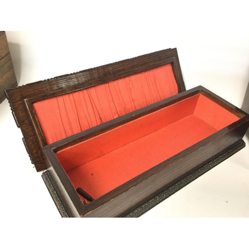 875 - Mahogany (28x16x16cm approximately) and rosewood (30x12x8cm) work boxes