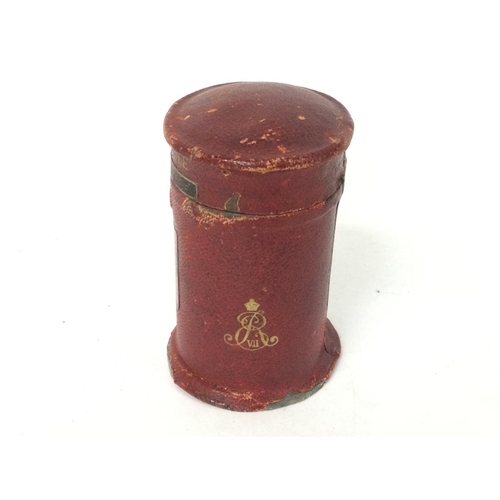 876 - A 1930 Shagreen Post Office box ink well, approximately 8cm tall with a shagreen compact.