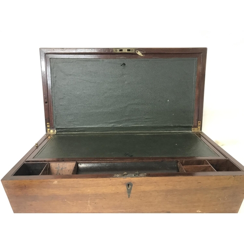 877 - A large mahogany work box 51x26x18cm approximately