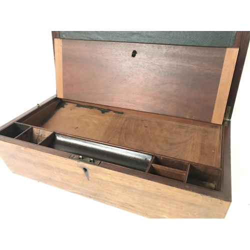 877 - A large mahogany work box 51x26x18cm approximately