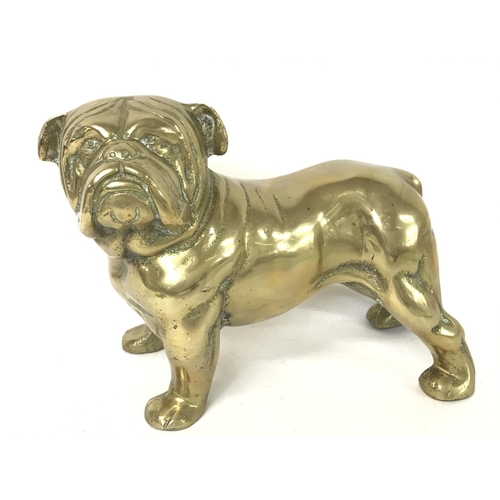 891 - A vintage solid cast bronze bull dog, approximately 15cm tall and 20cm long.