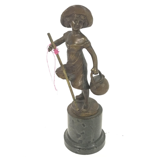 896 - A small bronze figure of a girl by Wilhelm Schaffert 1895-1915, 19cm tall.