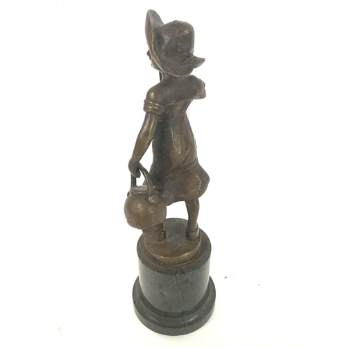 896 - A small bronze figure of a girl by Wilhelm Schaffert 1895-1915, 19cm tall.