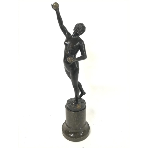 897 - 1920s Eugene Barillot 1841-1900 bronze figure of a nude woman, approximately 42cm tall. (C)