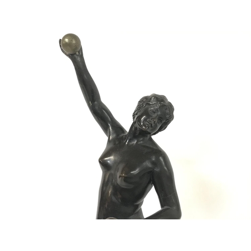 897 - 1920s Eugene Barillot 1841-1900 bronze figure of a nude woman, approximately 42cm tall. (C)