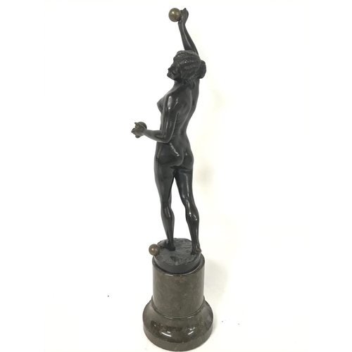 897 - 1920s Eugene Barillot 1841-1900 bronze figure of a nude woman, approximately 42cm tall. (C)