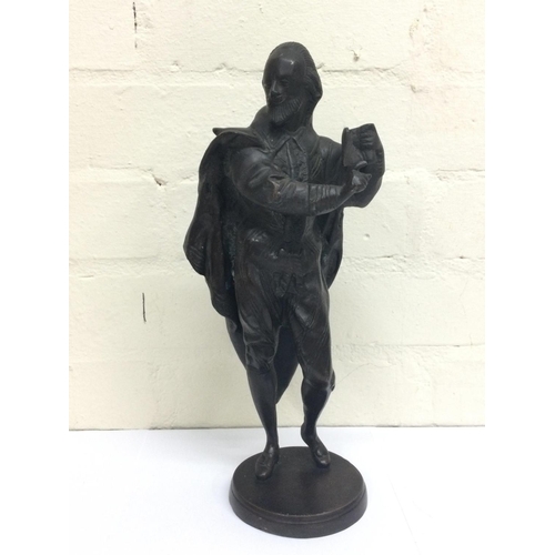 908 - A Victorian Bronze figure of William Shakespeare, 33cm tall.