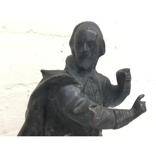 908 - A Victorian Bronze figure of William Shakespeare, 33cm tall.