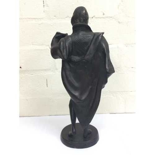 908 - A Victorian Bronze figure of William Shakespeare, 33cm tall.