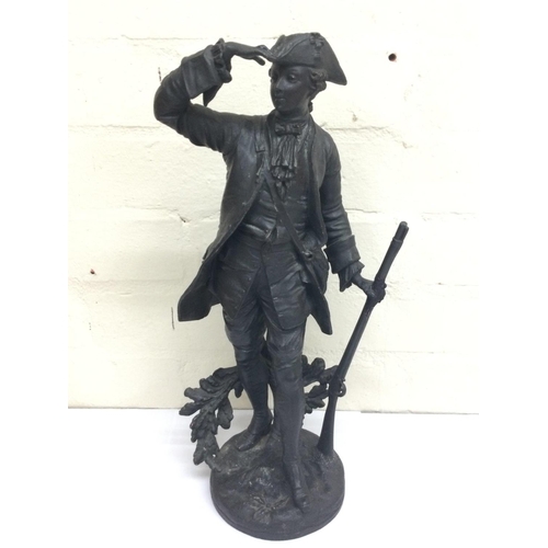 909 - A Victorian metal good quality French figure of an 18th century military gentleman, approximately 40... 