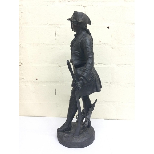 909 - A Victorian metal good quality French figure of an 18th century military gentleman, approximately 40... 