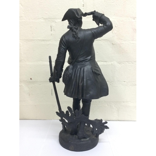 909 - A Victorian metal good quality French figure of an 18th century military gentleman, approximately 40... 