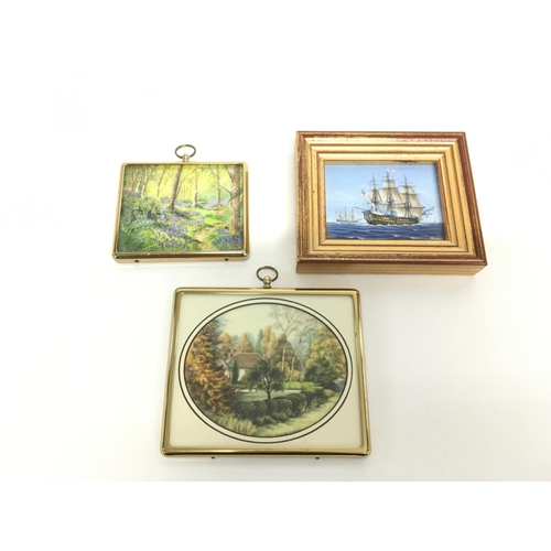 924 - Three framed miniatures from 20th century.