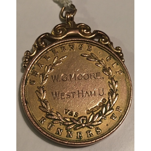 1 - 1923 West Ham FA Cup Final Football Medal: Gold runners up medal awarded to Billy Moore for playing ... 