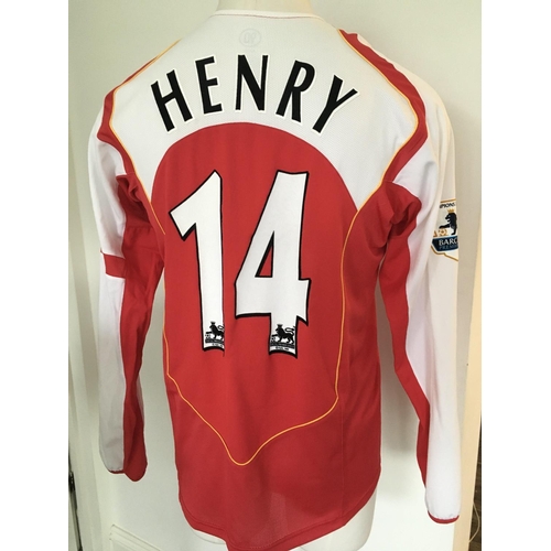 2004 - 2005 Henry Arsenal Match Worn Football Shirt: Red